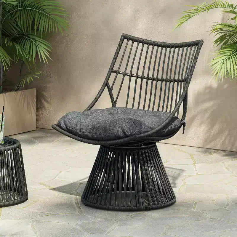 Christopher Knight Home Caryl Outdoor Club Chair with Cushions Wicker Gray