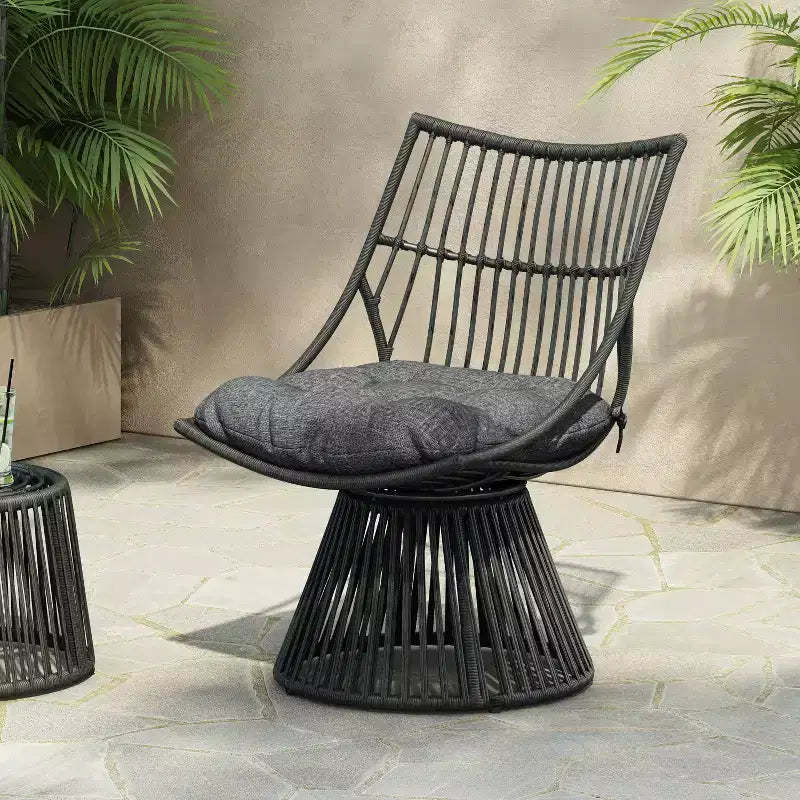 Christopher Knight Home Caryl Outdoor Club Chair with Cushions Wicker Gray