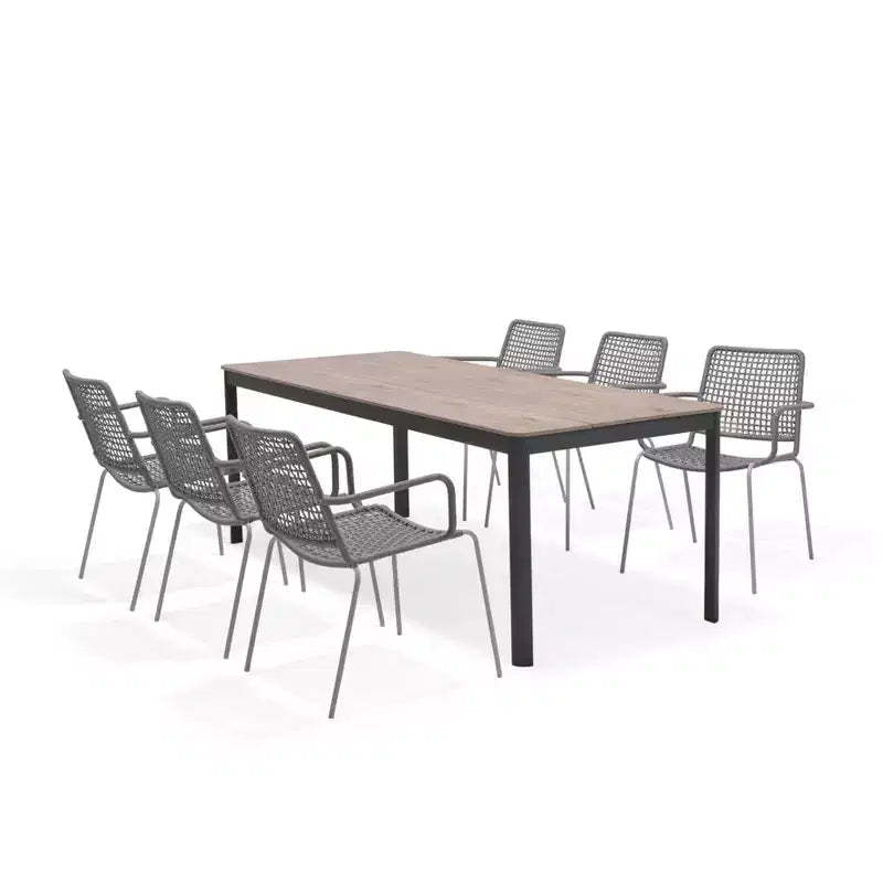 Amazonia Bahia 7pc Aluminum Rectangular Patio Dining Set Gray