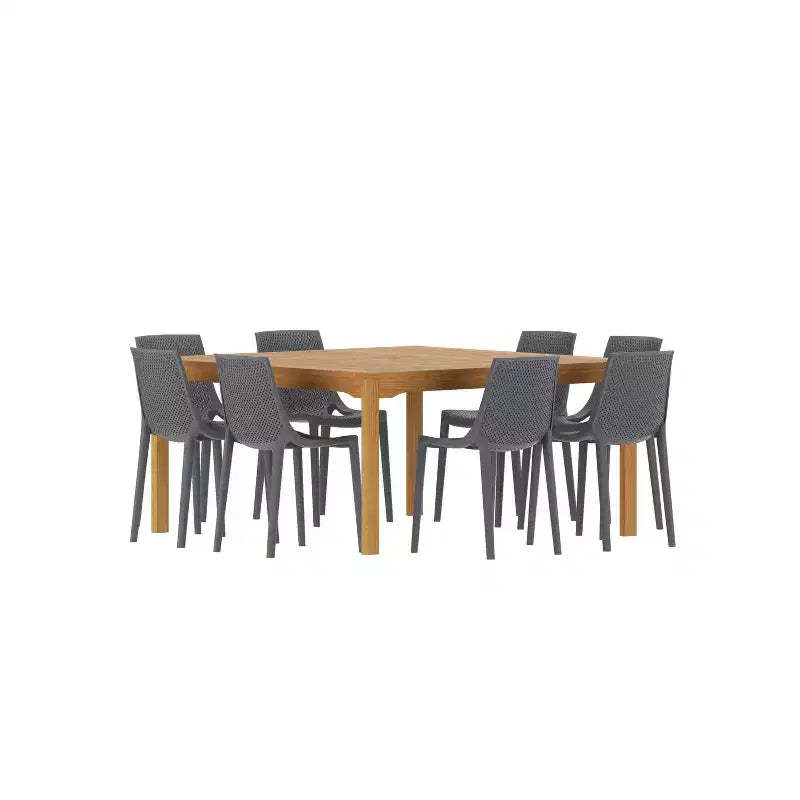 Amazonia Ipanema 9pc Square Outdoor Patio Dining Set Gray