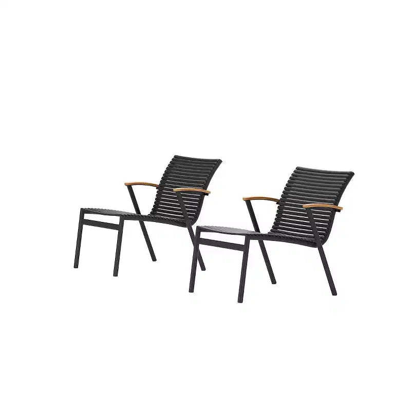 Amazonia 2pc Zanzibar Outdoor Patio Accent Chair: Teak & Cast Aluminum, No Assembly Required