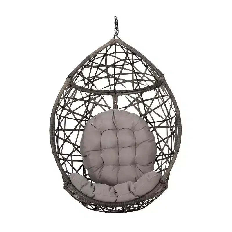 Christopher Knight Home Cayuse Wicker Outdoor Hanging Egg Chair Gray