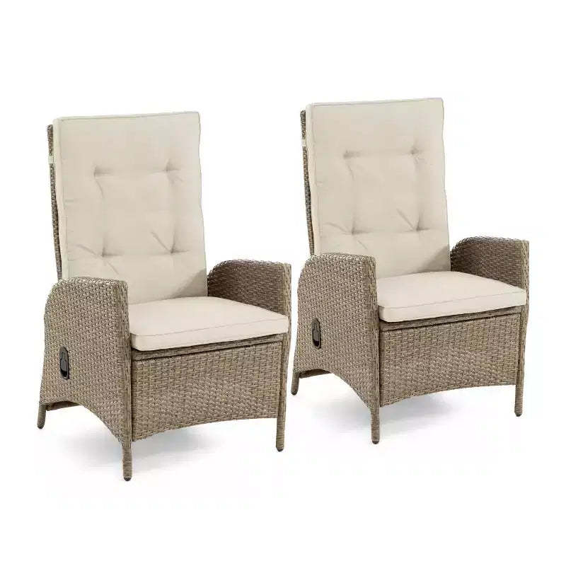 Greemotion 2pc Garda Gas Spring Assisted Reclining Outdoor Cushioned Patio Chair Beige: Aluminum Frame, UV & Weather-Resistant