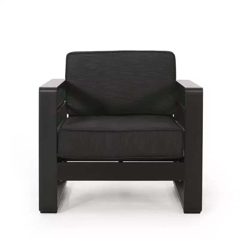 Christopher Knight Home Maya Bay Outdoor Club Chair with Cushions Aluminum Black/Dark Gray