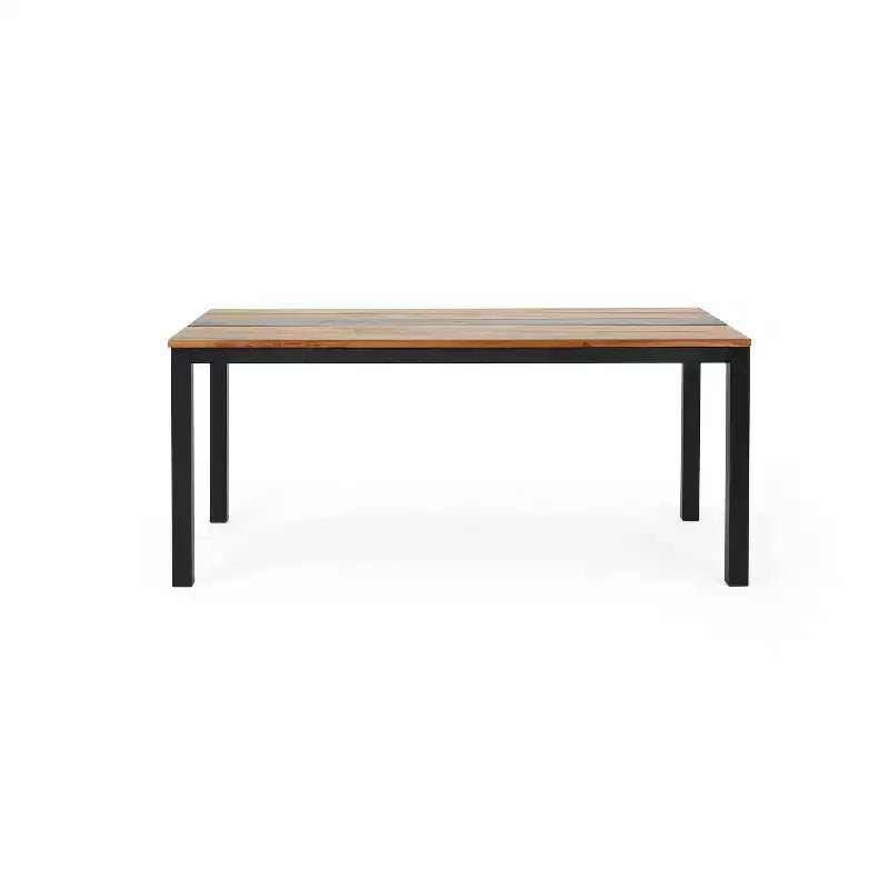 Lindsey Rectangular Outdoor Dining Table: Acacia Wood, Metal Frame, 6-Seater - Christopher Knight Home