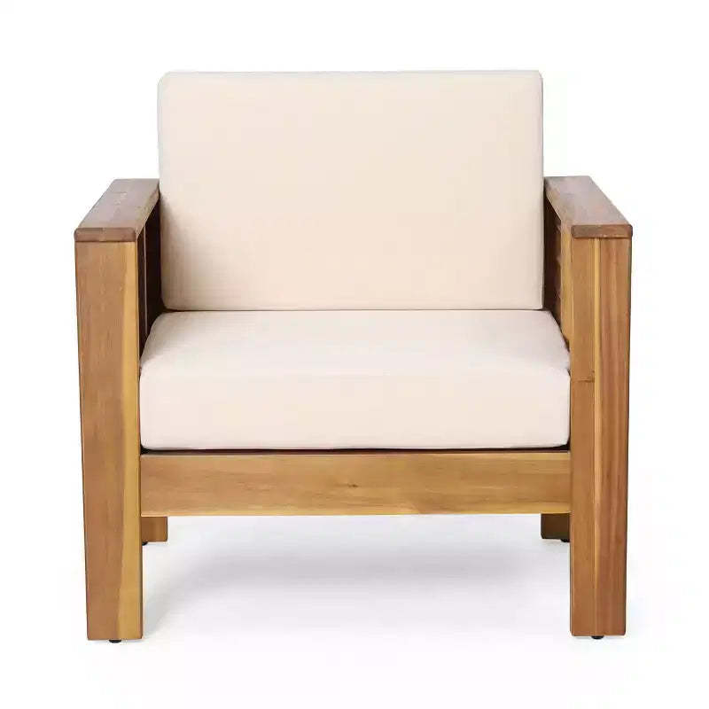 Christopher Knight Home Louver Outdoor Club Chair with Cushions Acacia Wood