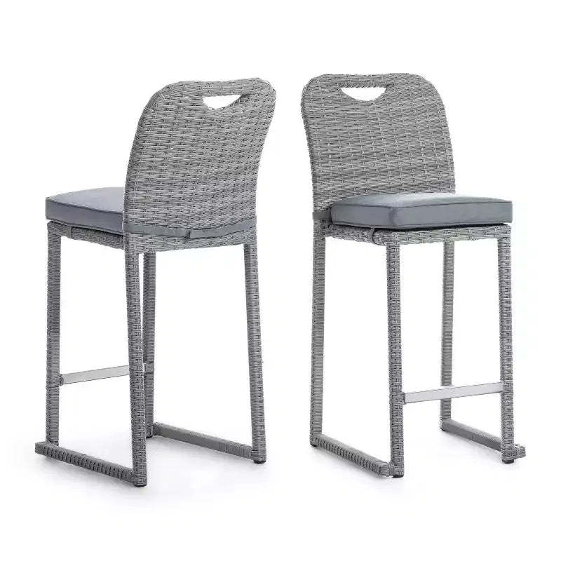Greemotion 6pc Cyprus Outdoor Bar Height Stackable Armless Patio Chairs Gray: UV-Resistant, All-Weather, Aluminum Frame
