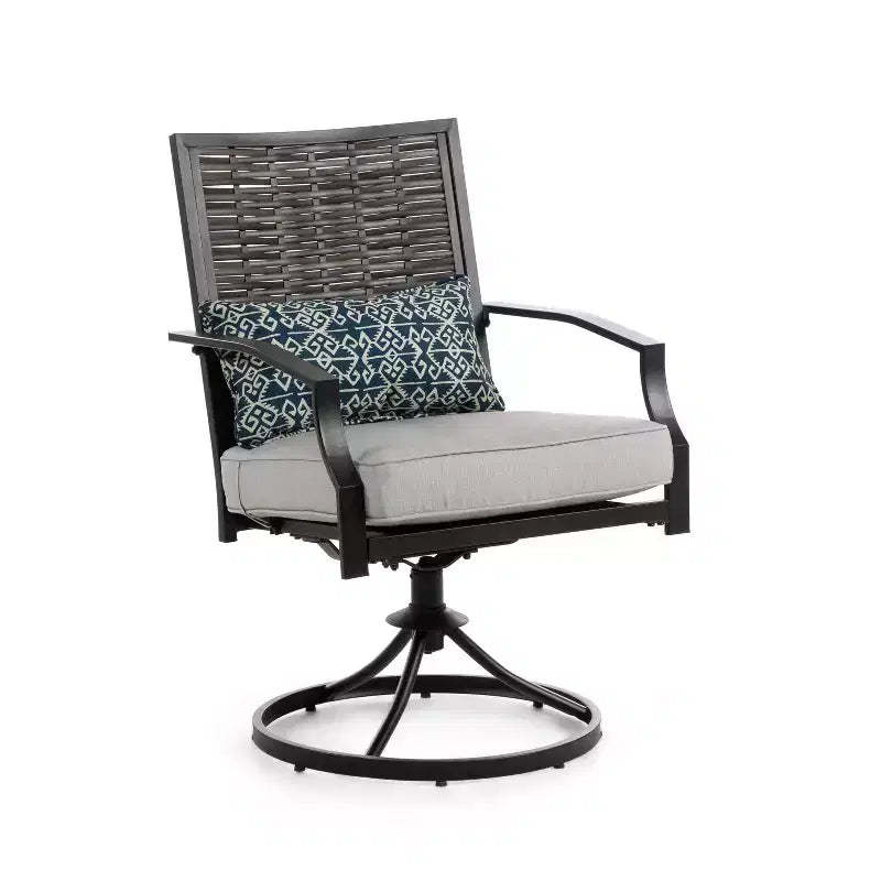 Greemotion 2pk Sintra Outdoor Swivel Rocking Patio Chair Set with Blue Lumbar Pillow Gray: Steel Frame, Fade & UV Resistant