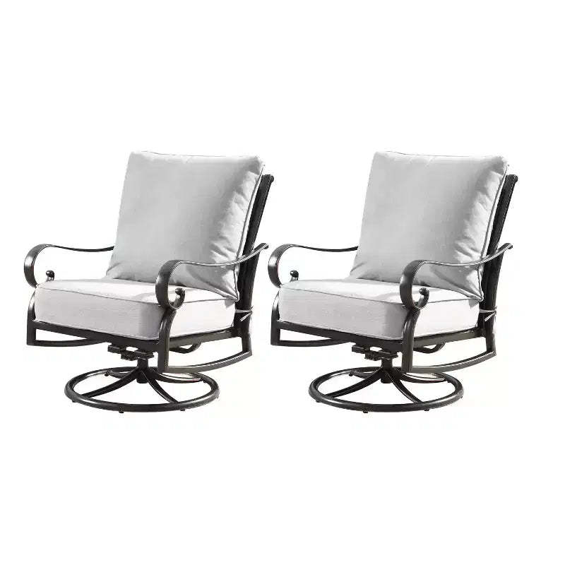 Oakland Living 2pk Deep Seating Swivel Rocking Aluminum Outdoor Patio Club Chairs with Diamond Pattern Backs Gold