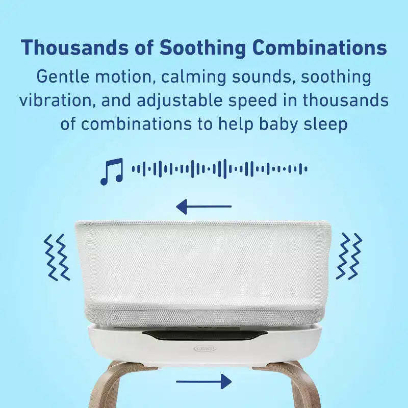 Graco SmartSense Soothing Baby Bassinet - Luna: Canopy, Rocking Base, Folds for Easy Transport and Storage