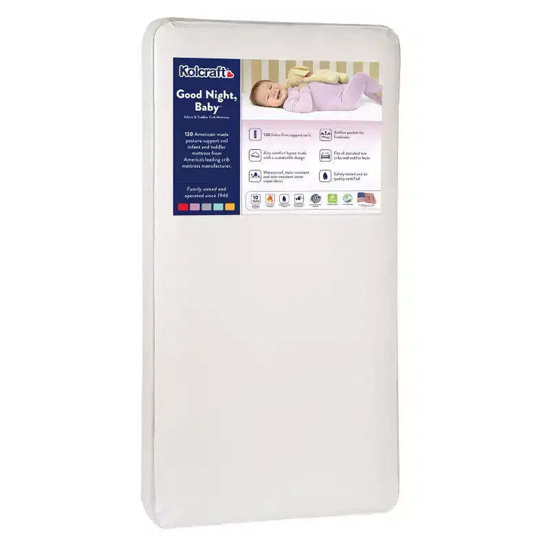 Kolcraft Good Night Baby Crib and Toddler Mattress: Hypoallergenic, Waterproof Cover, Firm Feel, 5 Inch Thickness