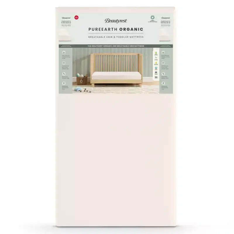 Beautyrest PureEarth Certified Organic Standard Crib & Toddler Hybrid Mattress 4": Firm, Latex Foam, Breathable