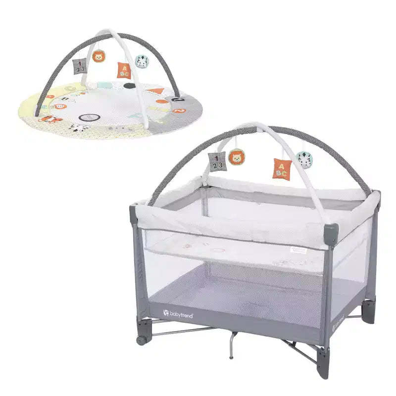 Baby Trend Play Suite 3-in-1 Quick-Fold Playard with Baby Gym - Quartz Stone: Maximum Weight Capacity 30 lbs, Polyester Fill, Steel Frame