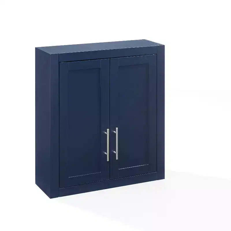 Crosley Savannah Wall Mounted Storage Cabinet Navy Blue
