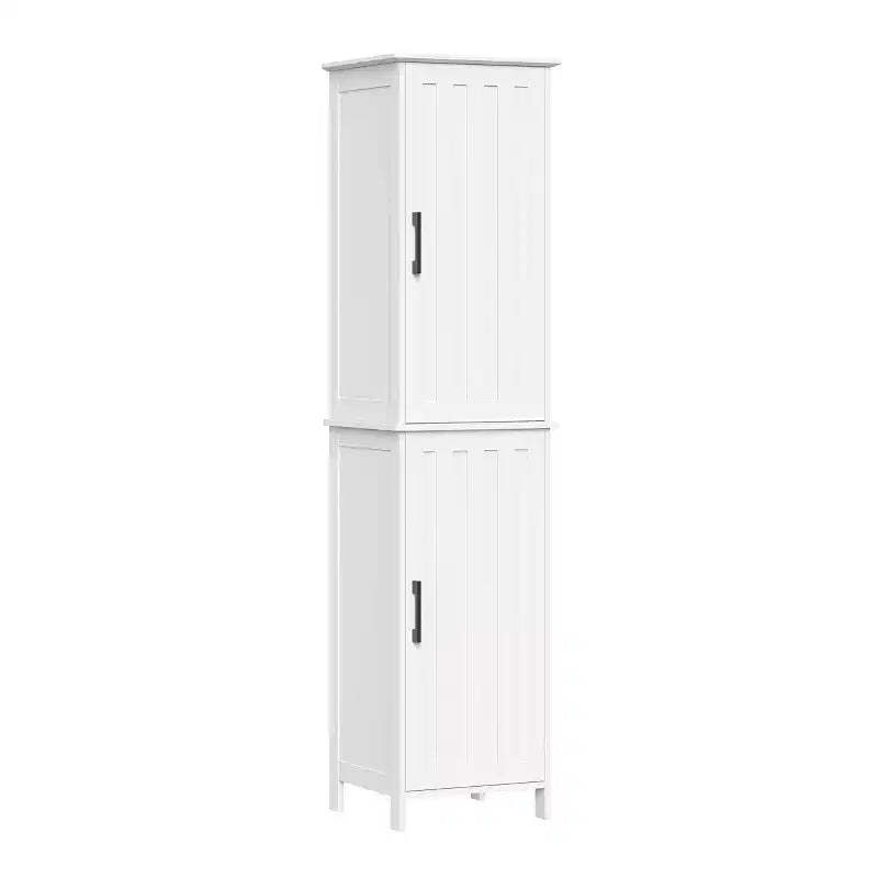 RiverRidge Monroe Tall Bathroom Storage Linen Cabinet and Organizer with Doors and Adjustable Shelves - White