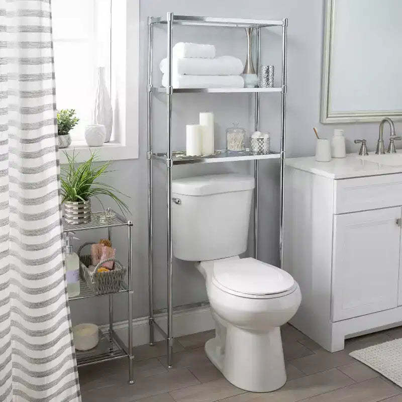 3 Tier Glacier Collection Glass Shelving Gray - Organize It All