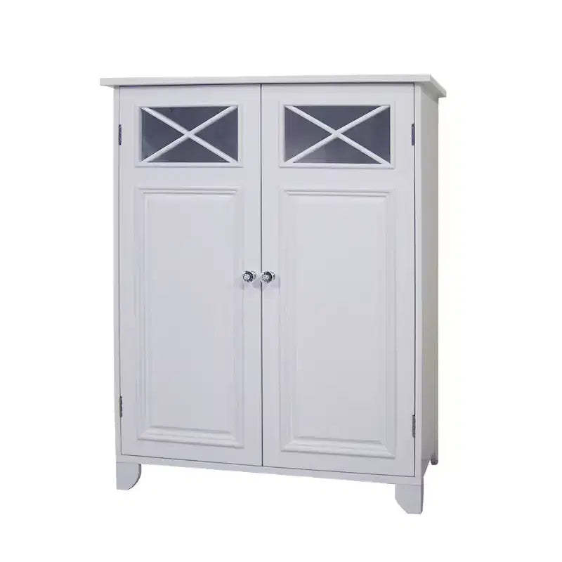 Dawson Two Doors Floor Cabinet White - Elegant Home Fashions: Traditional Style, Semi-Gloss Finish, Bath Organizer