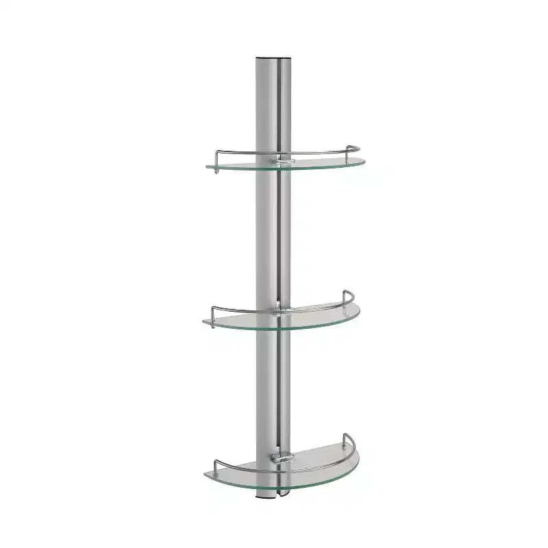 Three Tier Half Moon Glass Shelf Silver - Organize It All