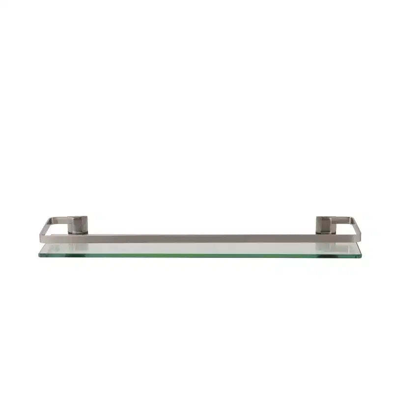 Glass Shelf with Metal Rail Nickel - Organize It All