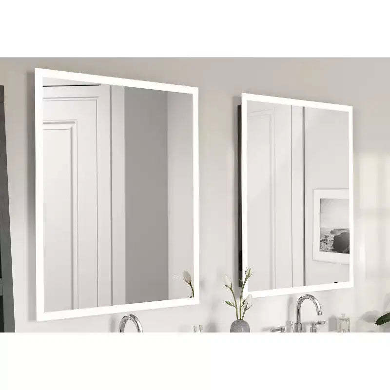 30"x36" Premium Lumen Single LED Wall Mirror with Bluetooth Speakers - Home NetWerks: Smart Audio Bathroom Vanity Accessory