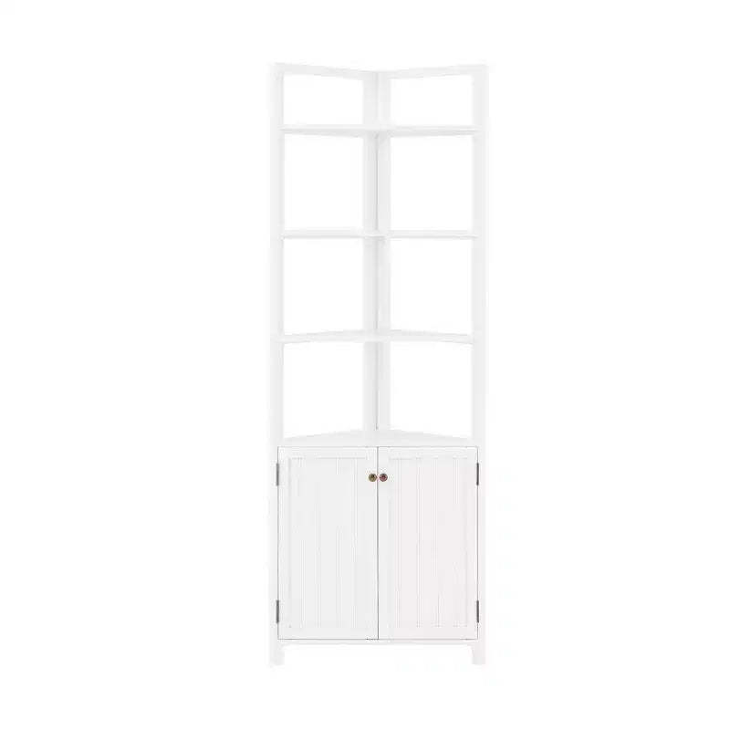 Dover Corner Storage Cabinet with Two Doors and Open Shelving White - Alaterre Furniture