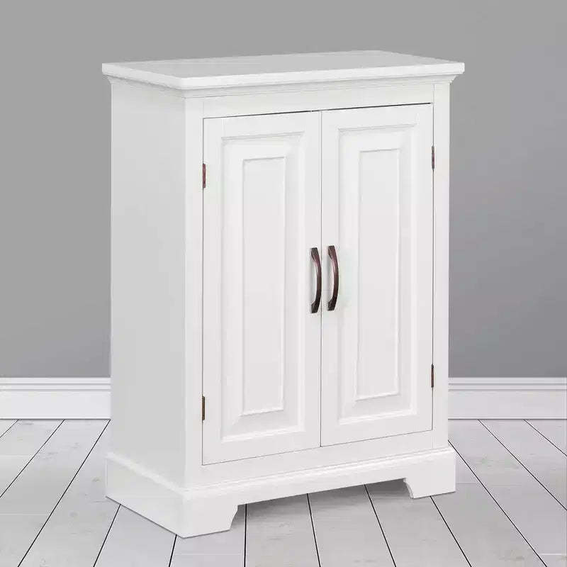 Teamson Home Shea Floor Storage Cabinet with Double Doors White - Elegant Home Fashions: Freestanding MDF Linen Tower