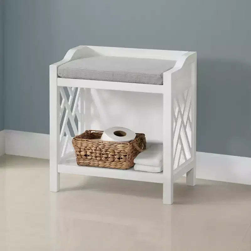 Coventry Bench with Cushion White - Alaterre Furniture: Rectangle Upholstered Wood Frame, Polyester Textile, Spot Clean