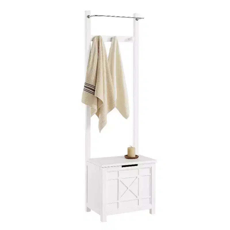 Derby Laundry Hamper Seat and Towel Rack White - Alaterre Furniture