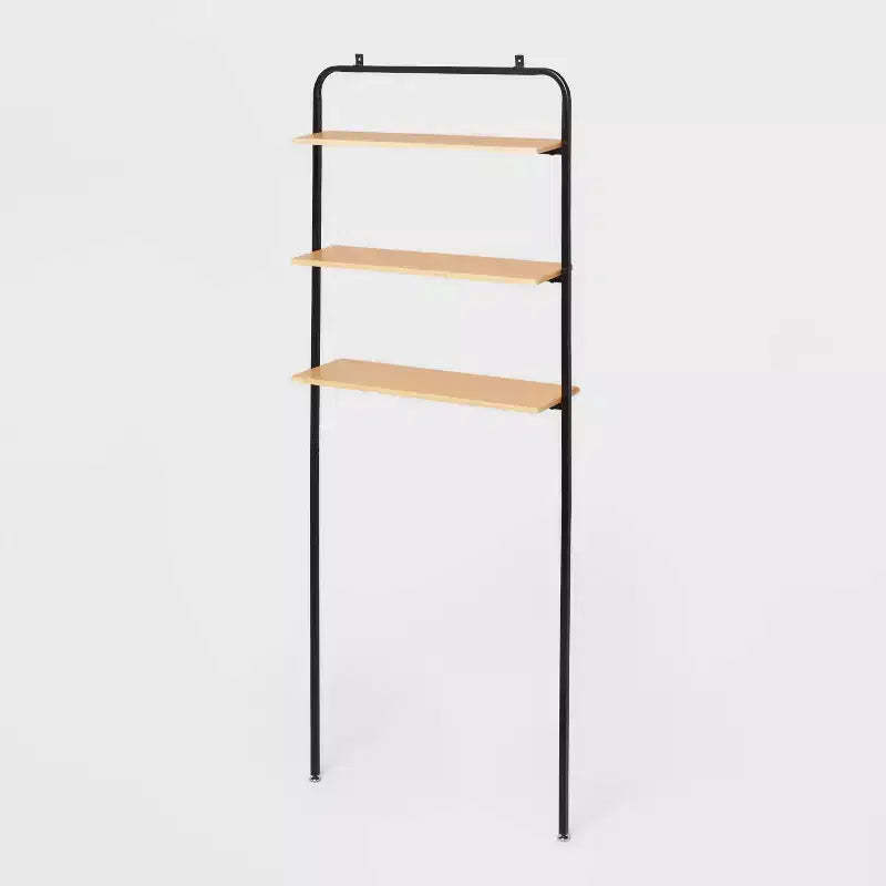 Over The Toilet Storage Black Metal and Wood - Brightroom™: Space-Saving Bathroom Organizer with 3 Fixed Shelves