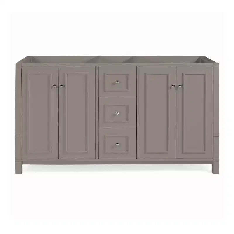 Alaterre Furniture Williamsburg 60 in. Double Sink Bathroom Vanity - Freestanding Cabinet Without Top, Gray