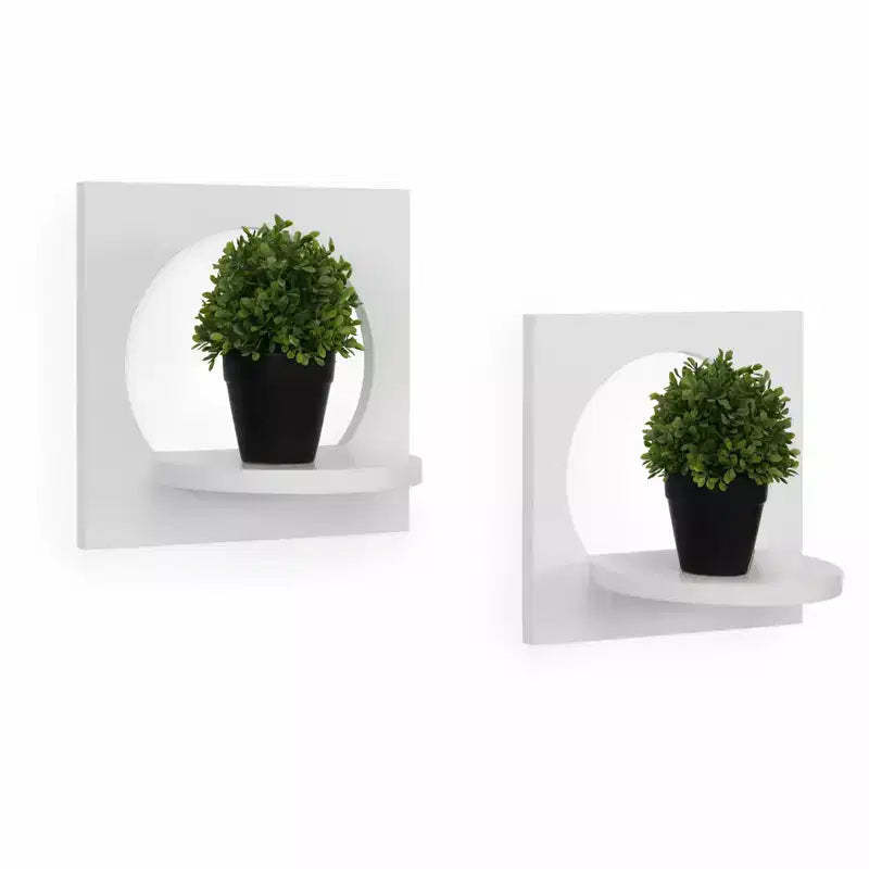 Danya B. 11.6" x 7.7" 2pc Round Silhouette Shelf Set White: Includes Mounting Hardware, MDF Composite Material