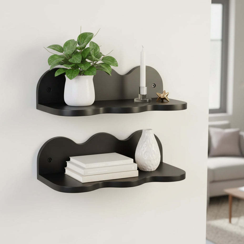 12" Wavy Wall Shelf 2pk Black - Room Essentials™