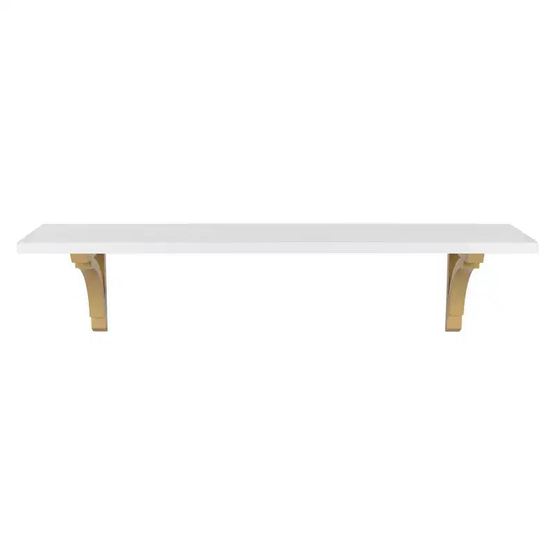 Kate & Laurel All Things 36" x 9" Corblynd Traditional Wood Wall Shelf White/Gold : Elegant Home Decor Storage
