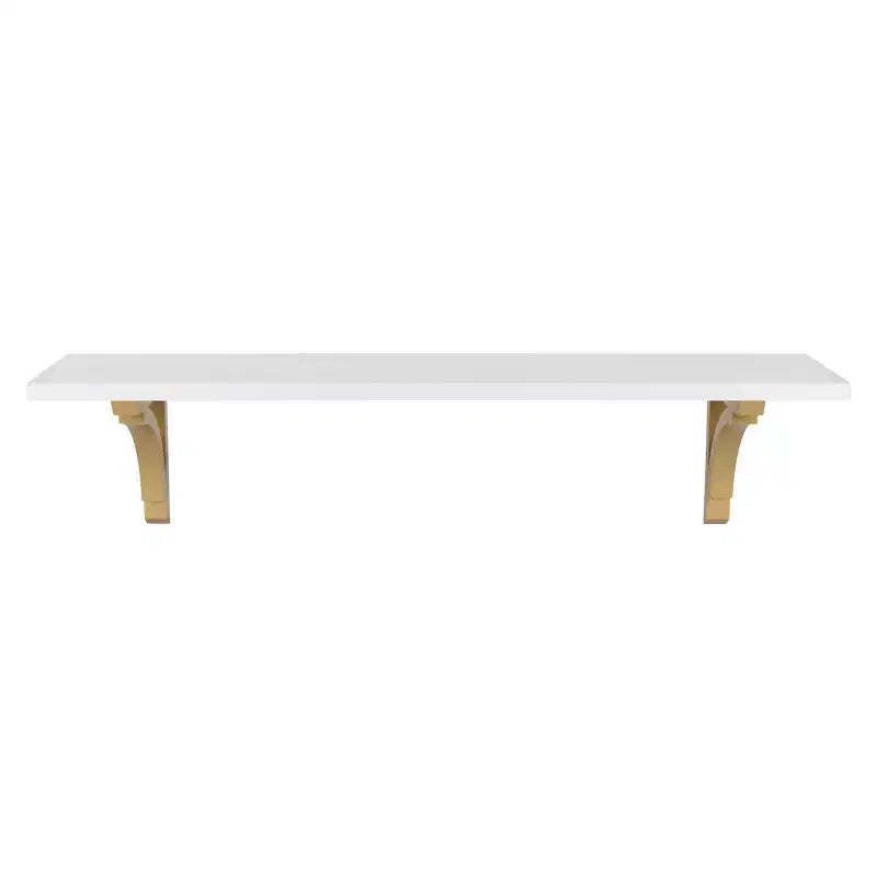 Kate & Laurel All Things 36" x 9" Corblynd Traditional Wood Wall Shelf White/Gold : Elegant Home Decor Storage