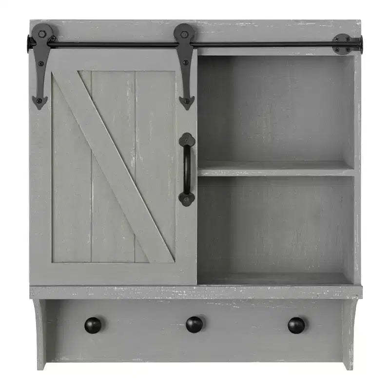 18" x 8" x 20" Farmhouse Wall Organizer with Storage, Hooks - Kate & Laurel All Things Decor