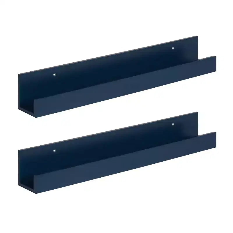 Kate & Laurel All Things Decor 2pc 24" Levie Wood Picture Ledge Wall Shelf Set Navy Blue: MDF Frame, No Assembly Required