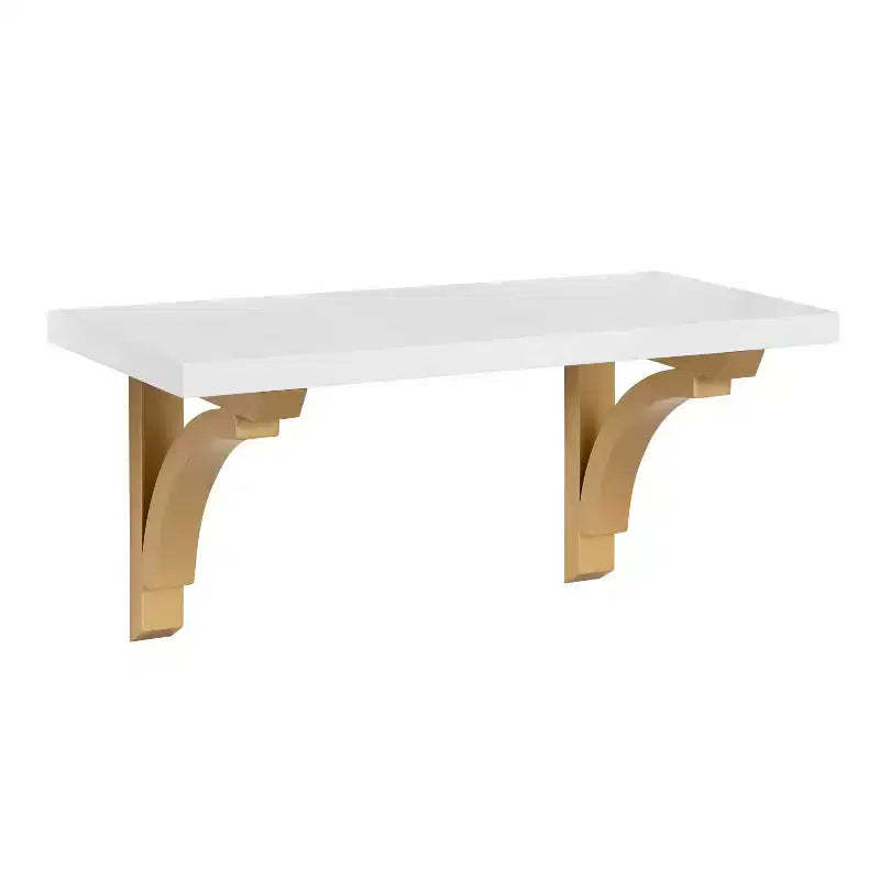 18" Corblynd Traditional Wood Wall Shelf White - Kate & Laurel All Things Decor: MDF Floating Storage, Easy to Install