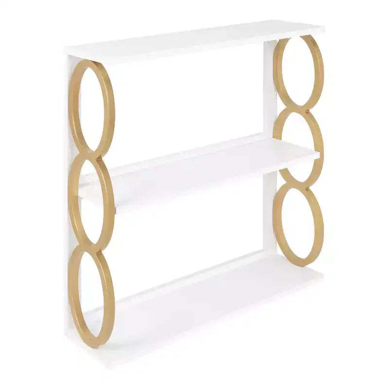 28" x 8" x 31" Ring Wooden 3-Tier Shelf White - Kate & Laurel All Things Decor: Mid-Century Storage Display