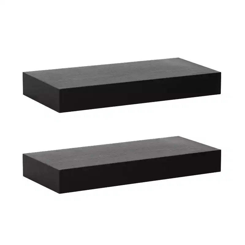 Kate & Laurel All Things Decor 2pc 18" Havlock Wood Shelf Set Black: MDF Open Shelves, No Assembly Required