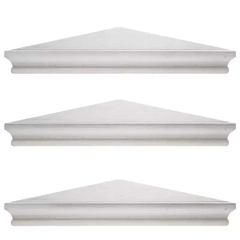 8" x 16" Set of 3 Whitewash Wood Floating Corner Shelves White - American Art Decor: Rustic Farmhouse MDF Storage, No Assembly Required