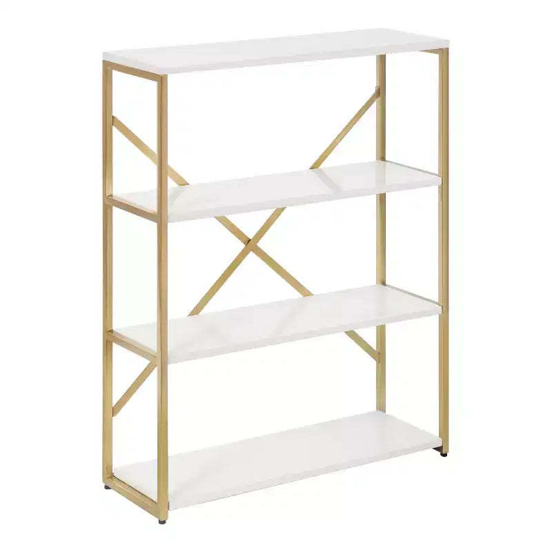 Kate & Laurel All Things Decor 24"x32"x8" Ascott 4-Tier Wall Shelf White: Luxury Glam Style, Plastic Frame