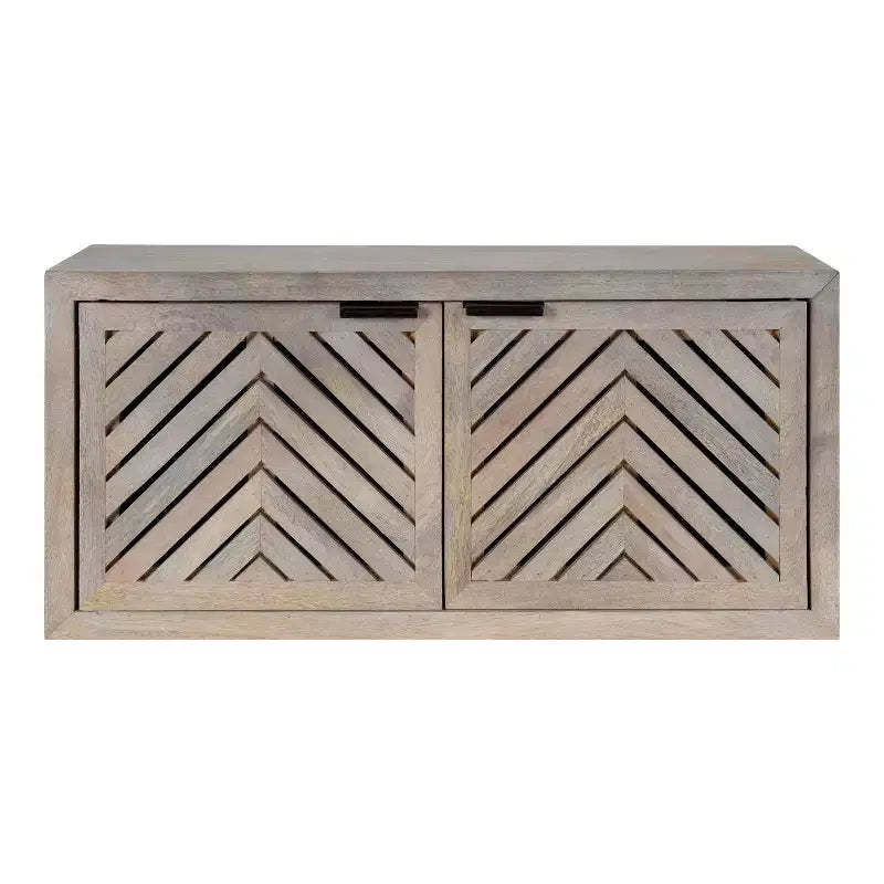 Kate & Laurel All Things Decor 30" x 10" x 14" Mezzeta Coastal Wall Cabinet with Doors, Mango Wood