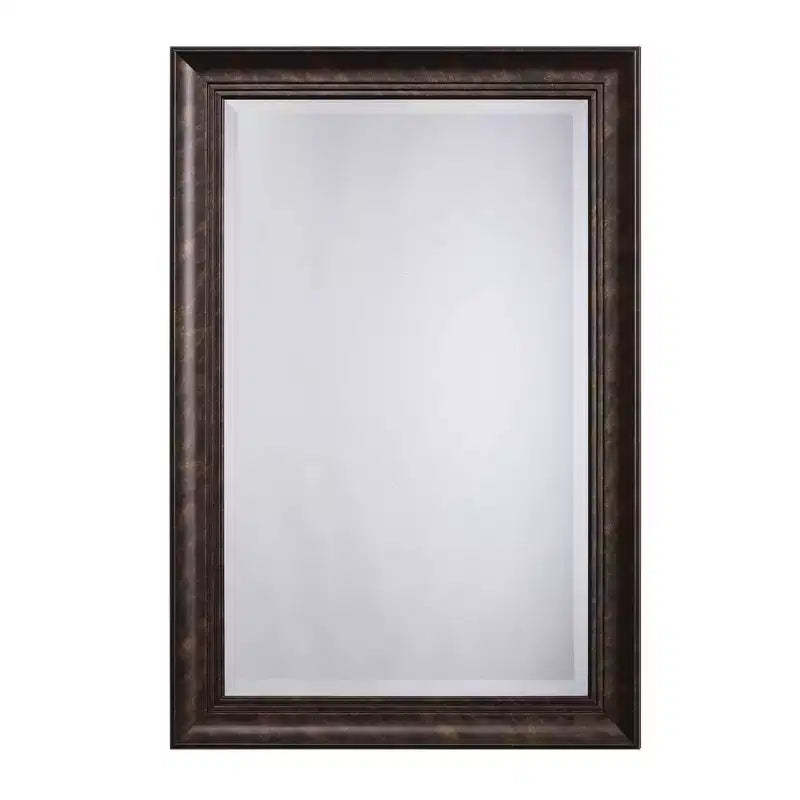 Yosemite Home Decor Decorative Wall Mirror with Beveled Edge Tan : 24x36 Modern Rectangular, No Assembly Required