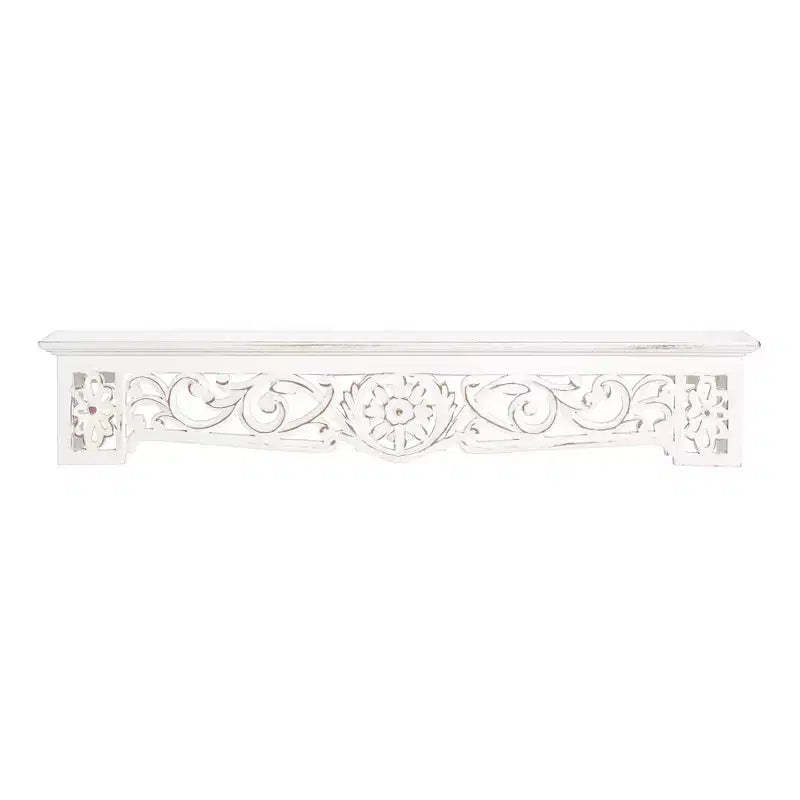 Brewster 30" Morris White Ledge Shelf: Bohemian Style MDF No Assembly Required Decorative Wall Shelf Set