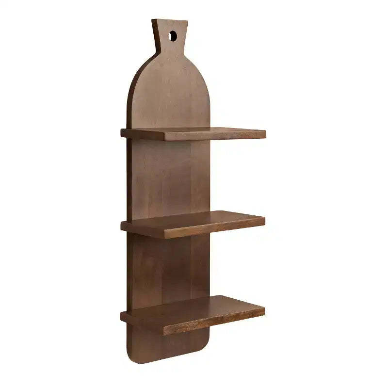 Kate & Laurel All Things Decor 12"x32" 3-Tier Braxton Modern Farmhouse Wall Shelves Natural Brown: Transitional Style, Plastic Frame