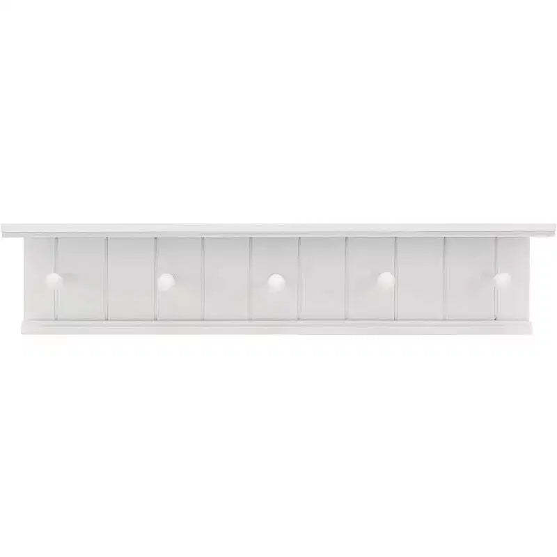 Kiera Grace 24"x4" Kian Wall Floating Shelf with 5 Pegs White: Integrated Display, MDF, Metal Hardware