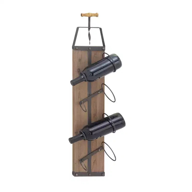 Industrial Wood Wall Wine Rack Brown - Olivia & May