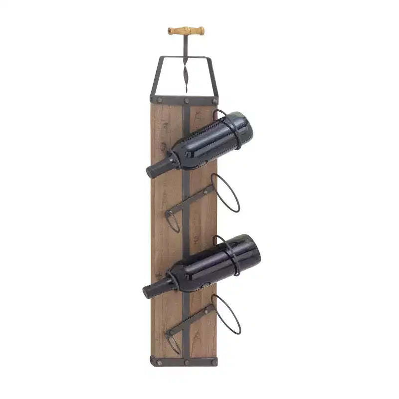 Industrial Wood Wall Wine Rack Brown - Olivia & May