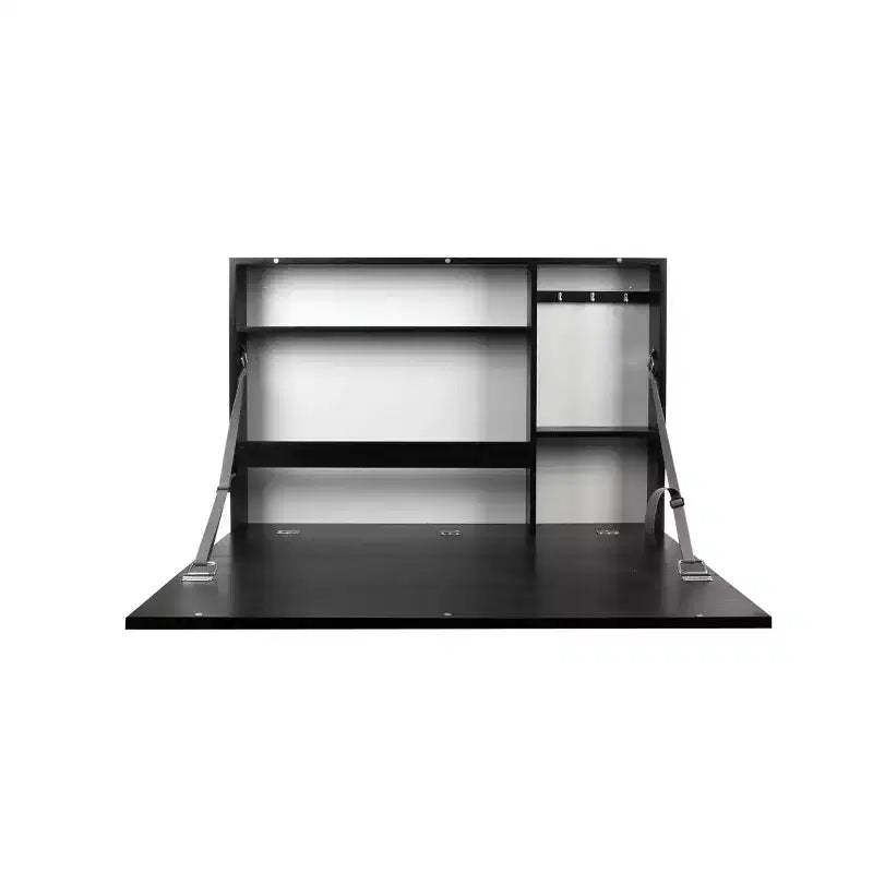 36" x 24" Murphy Desk Black - Prinz: Modern Wall Mounted, MDF Construction, Open Storage Shelf