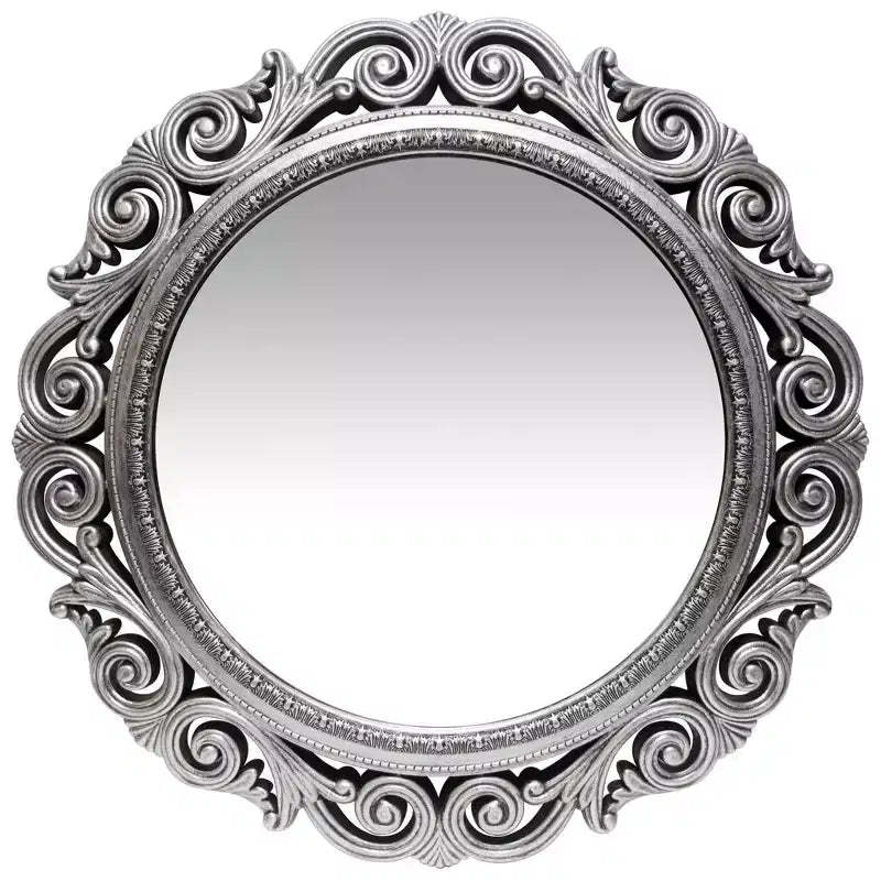 22" Round Wall Mirror Antique Silver - Infinity Instruments: Romanesque Style, No Assembly Required